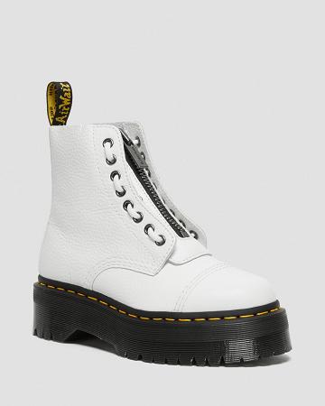 Dr Martens Sinclair Milled Nappa Læder Platform Støvler Dame Hvide | DK 258GSO